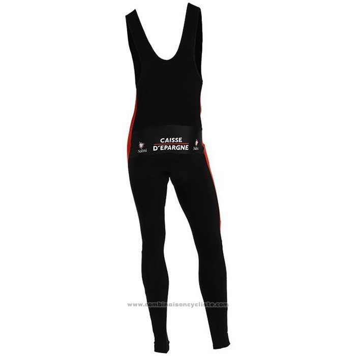 2020 Maillot Cyclisme Caisse d'Epargne Noir Rouge Manches Longues et Cuissard